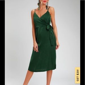 Satin Wrap Midi Dress